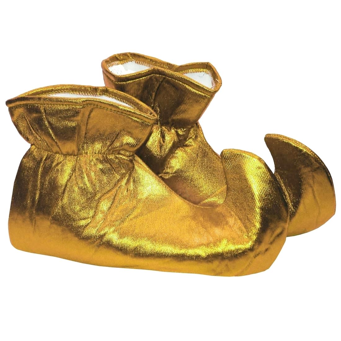 Shiny Metallic Gold Cloth Elf Shoes Genie Curly Toes Adult Costume